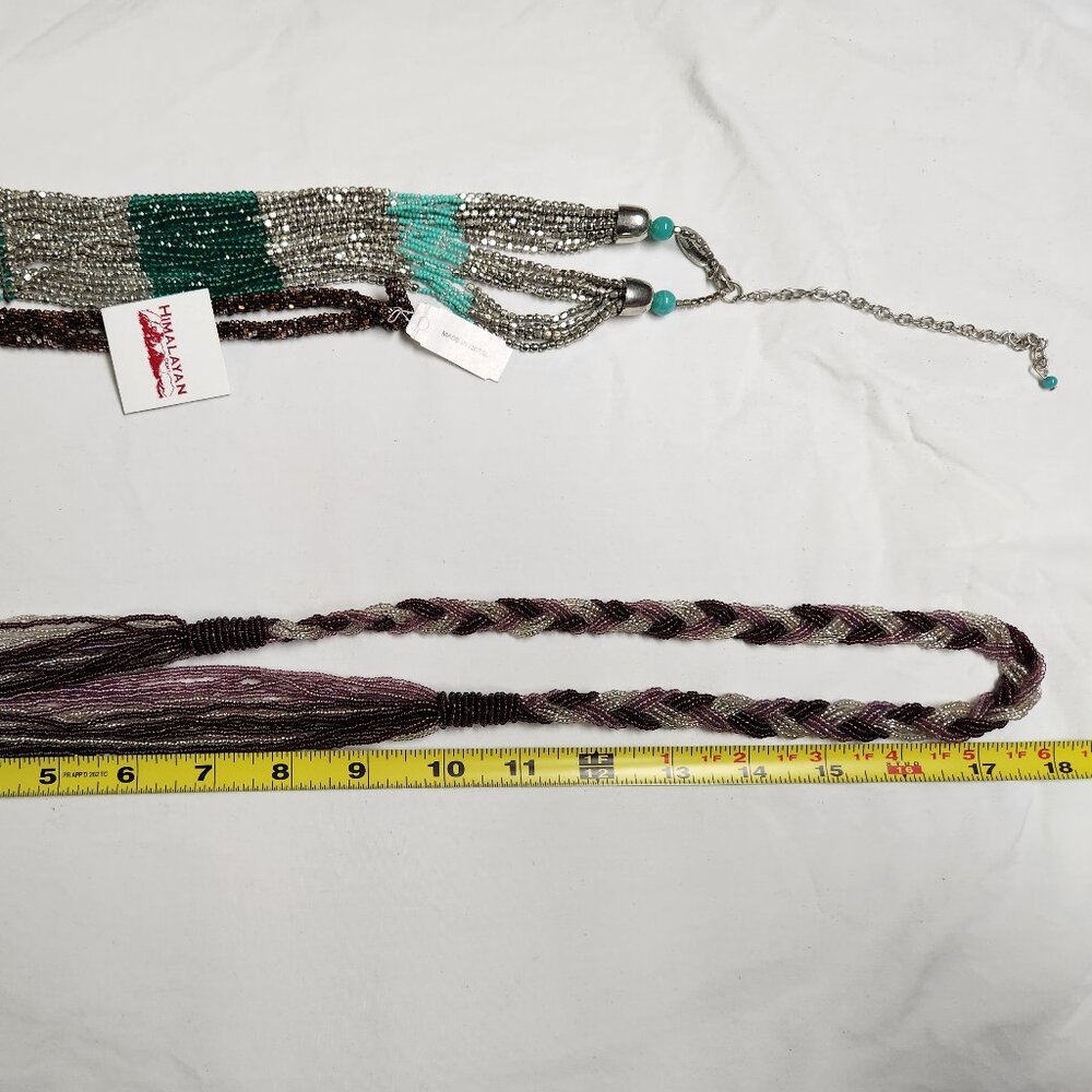 SEED BEAD NECKLACES, LOT OF 3, Himalayan gems, Fringe, Rope/Braid - Picture 12 of 12
